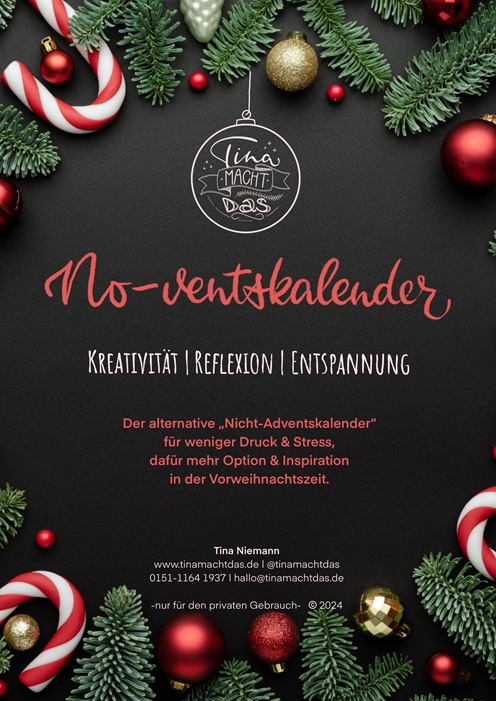 Das Bild zeigt das Titelblatt des digitalen "Nicht-Adventskalenders", in welchem vorweihnachtliche Türchen für Kreativität, Reflexion und Entspannung enthalten sind.